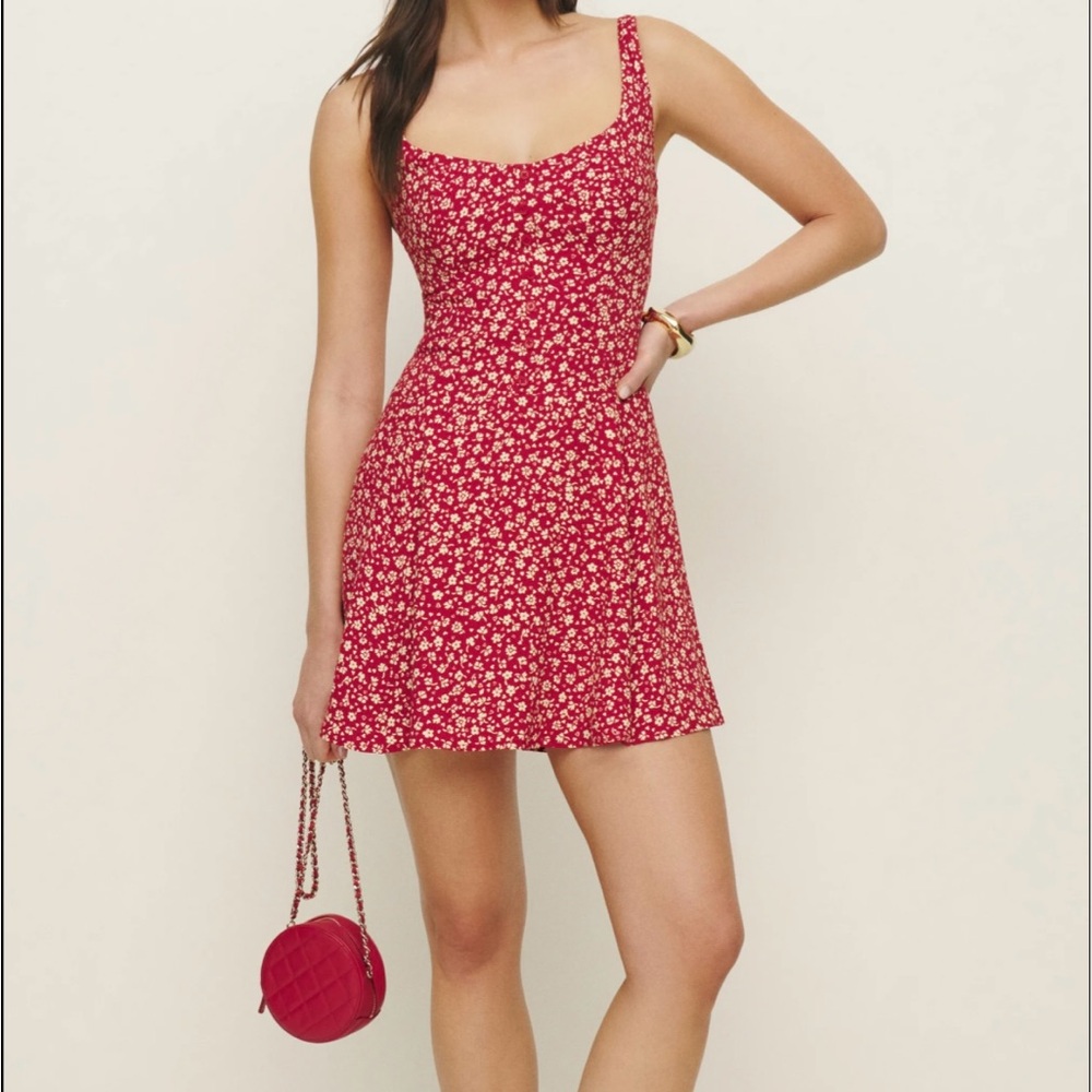 Reformation Red Floral Mini Dress